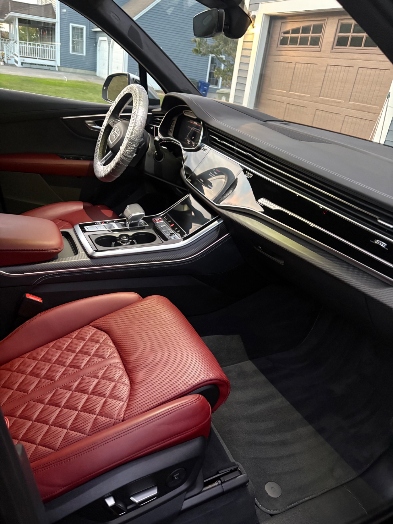 Detailed Audi interior with red leather seats