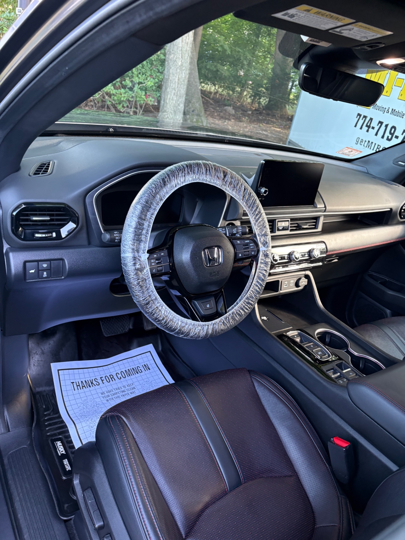 Clean black leather Honda interior