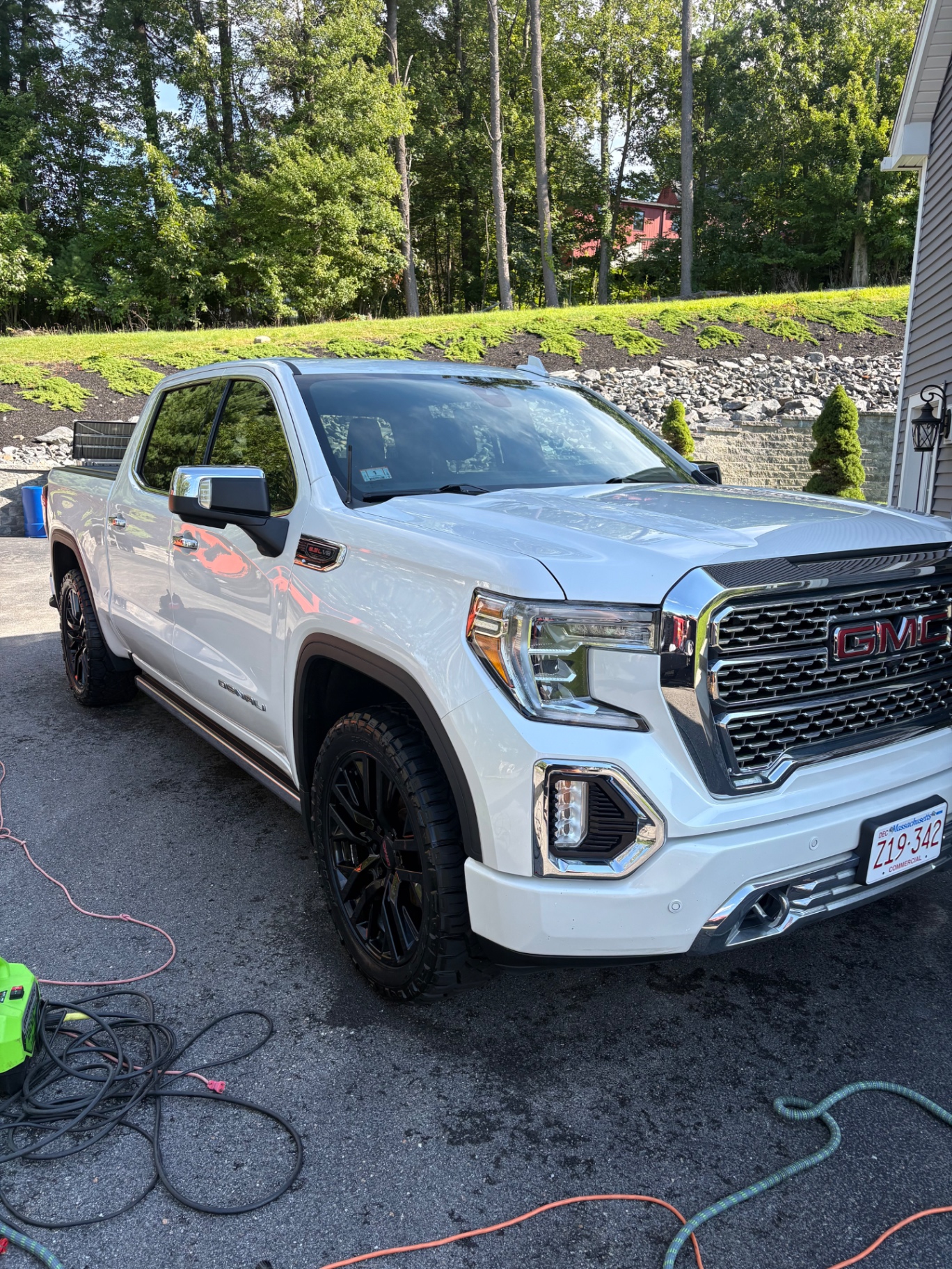White GMC pickup truck after detailing