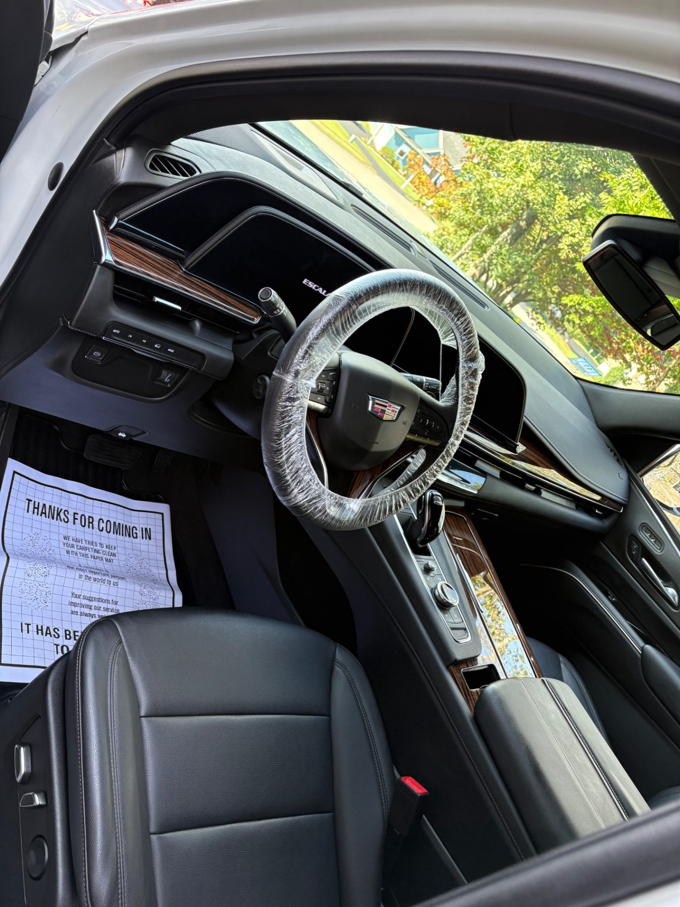 Detailed black leather Cadillac Escalade interior