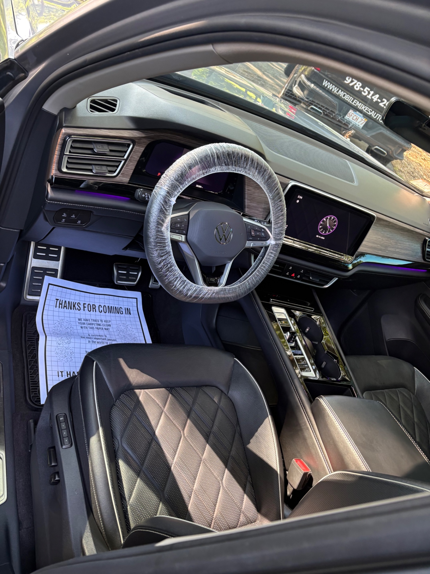 Clean black leather Volkswagen interior