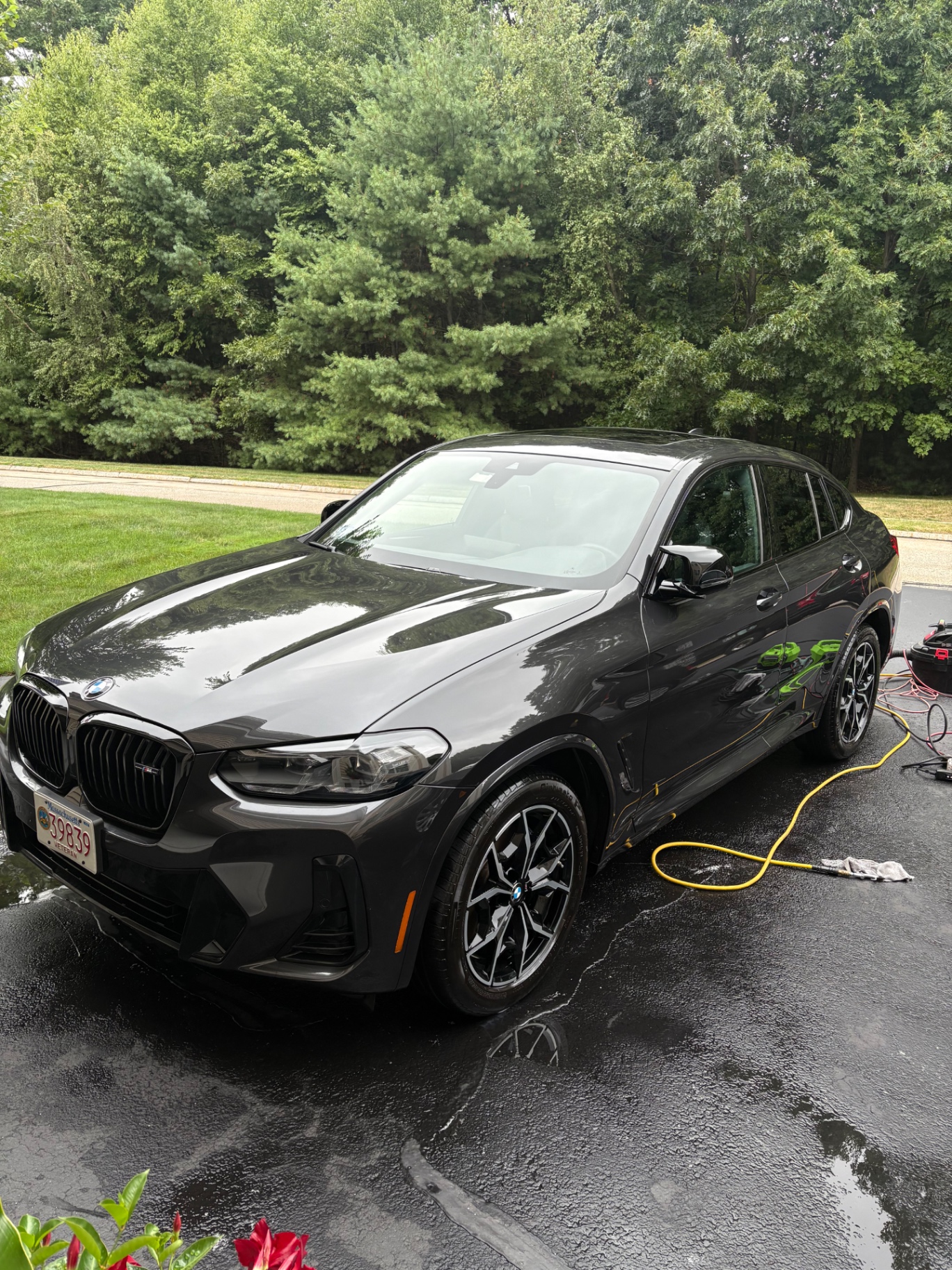 Glossy black BMW after detailing